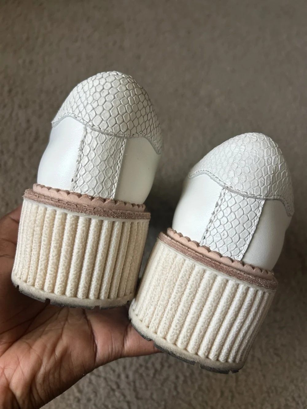 Dolce Vita White Leather Tiger Platform Sneakers in Cream - Picture 8 of 10